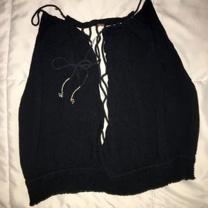 FREE PEOPLE Black Tie Top